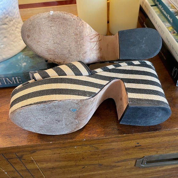 Kate Spade New York Ibiza Platform Sandals Black White Stripe - Picture 10 of 14